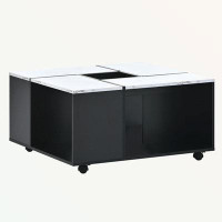 Latitude Run® Modern 2-Layer Coffee Table With Casters And  Removable Tray