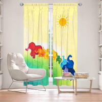 East Urban Home Lined Window Curtains 2-panel Set for Window Size by nJoy Art - Elephant Rainbow