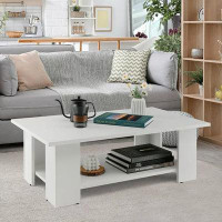 Ebern Designs Ebern Designs Coffee Table 2-tier Modern Centre Cocktail Table W/storage Shelf For Living Room