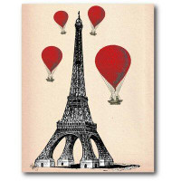 Courtside Market 'Eiffel Tower and Red Hot Air Balloons' Graphic Art on Wrapped Canvas