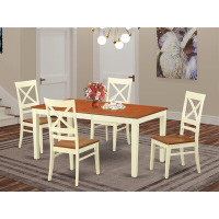 Charlton Home Soper 5 - Piece Butterfly Leaf Rubberwood Solid Wood Dining Set