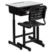 Flash Furniture Adjustable Height Student Desk and Chair with Pedestal Frame