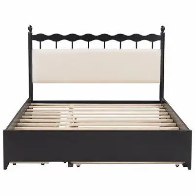 Alcott Hill Wooden Storage Platform Bed with 2 Big Drawers and Trundle