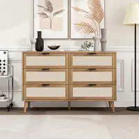 Millwood Pines Modern 6 Drawer Dresser Wood Cabinet (Walnut)