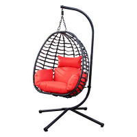 Bungalow Rose Outdoor Rattan Hanging Oval Egg Chair In Stock