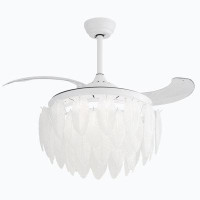 Mercer41 42 Inch Feather Crystal Ceiling Fan With Light