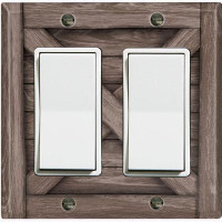 WorldAcc Metal Light Switch Plate Outlet Cover (Brown Fence - Double Rocker)