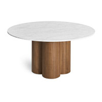 Blu Dot 4 Quarter Genuine Marble Round Dining Table