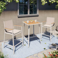 Latitude Run® Aletza Square 2 - Person 27'' Long Outdoor Dining Set, PVC-Coated Polyester Patio Bar Set With Height Tabl
