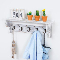 Gracie Oaks Ilonca Solid Wood 5 - Hook Wall Mounted Coat Rack with Storage