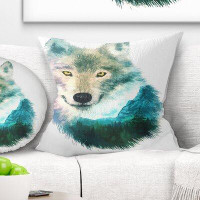 East Urban Home Animal Wolf Head Double Exposure Drawing Pillow