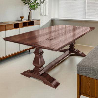 PULOSK 5 - Person Brown Solid Wood Rectangular Dining Table Set