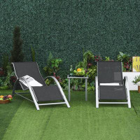 Ebern Designs 3 Pcs Patio Pool Lounge Chairs Set, Outdoor Chaise lounge, Table