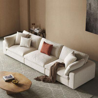 MABOLUS 94.49" White Velvet Modular Sofa cushion couch
