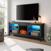 Zipcode Design™ Haislip TV Stand for TVs up to 75" with Electric Fireplace Included