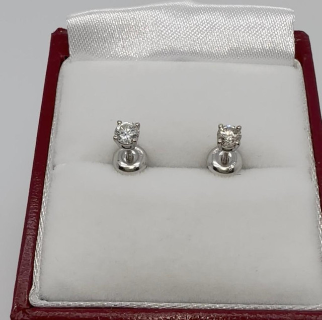#351 - .32ctw, SI Diamonds, 14k White Gold, Screwback Stud Earrings NEW in Jewellery & Watches - Image 2
