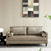 GZMWON Mid-Century Vegan Leather Sofa,Living Room Couch