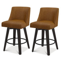 George Oliver Counter Height Bar Stools, 26 Inch Seat Height Upholstered Swivel Bar Stools with Back Set of 2