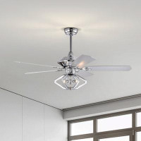 Wrought Studio 52" Dual Wood 5-Blade Crystal Ceiling Fan With Remote