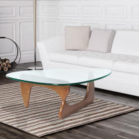 Latitude Run® Light walnut Triangle coffee table Wood Base for living room