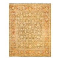 The Twillery Co. The Twillery Co. Sophie-Rae One-Of-A-Kind Traditional Hand Made Hand Knotted Green Area Rug 8 X 10