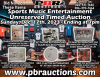 Sports Music Entertainment Unreserved Timed Auction - Sunday, December 17th, 2023 - Ending at 7pm