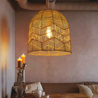 Bayou Breeze Pendant Lights,Hanging Wicker Lamp,Asian Rattan Pendant Lamp,Vintage Single Kitchen Lighting
