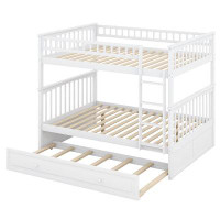 Harriet Bee Full Over Full Bunk Bed With Twin Size Trundle, Convertible Beds