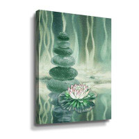 Bungalow Rose Meditative Calm Peaceful Zen Rocks Cairn With Water Lily Teal Blue By Irina Sztukowski Gallery Wrapped