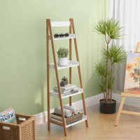 Rebrilliant Storage Bookcase With 4-Tiers Ladder Shelf