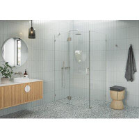 Glass Warehouse Halo 44 in. x 47 in. x 78 in. 90-degree Fully Frameless Glass Hinged Shower Enclosure