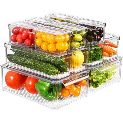 Prep & Savour 12 Pack Fridge Organizer With Lids, Clear Stackable Refrigerator Organizer Bins With 6 Liners, BPA-Free Pr in Refrigerators