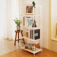 Rebrilliant Modern Foldable 4 Tier Bookshelf - Versatile Industrial Chic Rack For Office, Kitchen, And Living Room
