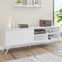 George Oliver 62.99" TV Stand Television Stands TV Console Unit With 3 Open Cubby And 2 Doors Big Storage Cabinets For L