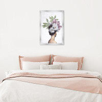 Oliver Gal "Pretty Floral Design", Classic Flower Headdress Glam White Framed Wall Art Print For Bedroom