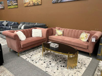 Pink Velvet Sofa Set Vaughan !!