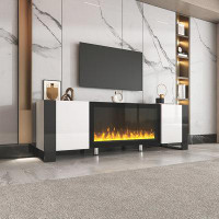 Ebern Designs Modern TV Stand with Electric Fireplace