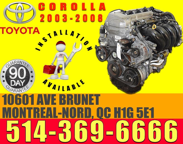 MOTEUR TOYOTA  MATRIX COROLLA  VIBE 1.8L VVTI 1zz 1zzfe CELICA GT 2000 a 2005 in Engine & Engine Parts in City of Montréal