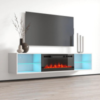 NEW WALL MOUNTED ELECTRIC FIREPLACE 72 IN TV STAND 116618