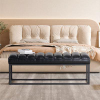 17 Stories Metal Base Upholstered Bench For Bedroom For Entryway
