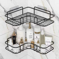 Rebrilliant Adhesive Shower Caddy Basket Rack With Hooks