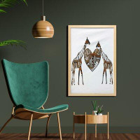 East Urban Home Ambesonne African Wall Art With Frame, Soul Mate Giraffes Illustration With A Giant Heart Love In Nature