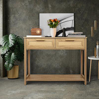 Bay Isle Home™ Console Table With 2 Drawers,  Sofa Table, Entryway Table With Open  Storage Shelf, Narrow Accent Table W