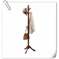 Charlton Home Solid Wood Coat Rack And Stand, Free Standing Hall Coat Tree With 10 Hooks For Hats, Bags, Purses, For Ent