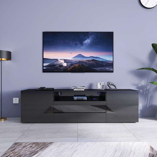 NEW MODERN HIGH GLOSS LED TV STAND CABINET in Other in Alberta