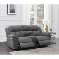 Hokku Designs Bahrain Upholstered Power Loveseat with Console Charcoal
