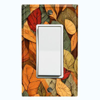 WorldAcc Metal Light Switch Plate Outlet Cover (Autumn Orange Fall Leaves - Single Rocker)