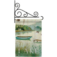 Breeze Decor At The Lakeside - Impressions Decorative Metal Fansy Wall Bracket Garden Flag Set GS109068-BO-03