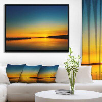 Design Art Orange Sunset Over River - Wrapped Canvas Photograph Print
