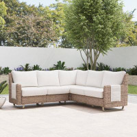 Flexsteel Vista Wicker Outdoor Patio 5 Seat Sectional with Sunbrella® Cushions